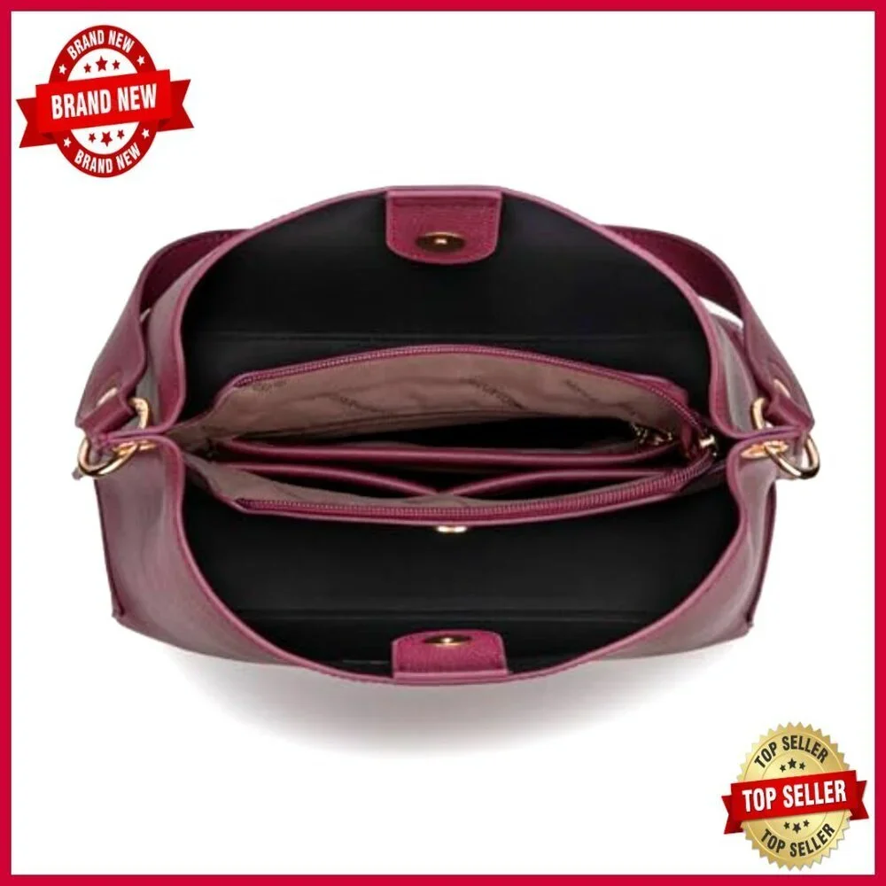 Medium Hobo Purse with Crossbody Strap, Premium PU Leather, Spacious Interior
